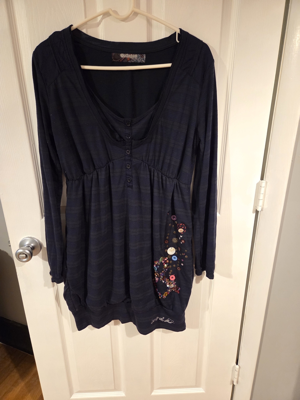 Desigual Navy Long-Sleeve Embellished Tunic